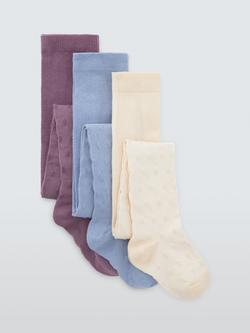John Lewis Kids' Textured Spot Tights, Pack of 3, Multi