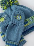 John Lewis Kids' Space Beanie Hat and Flip Top Gloves Set, Blue