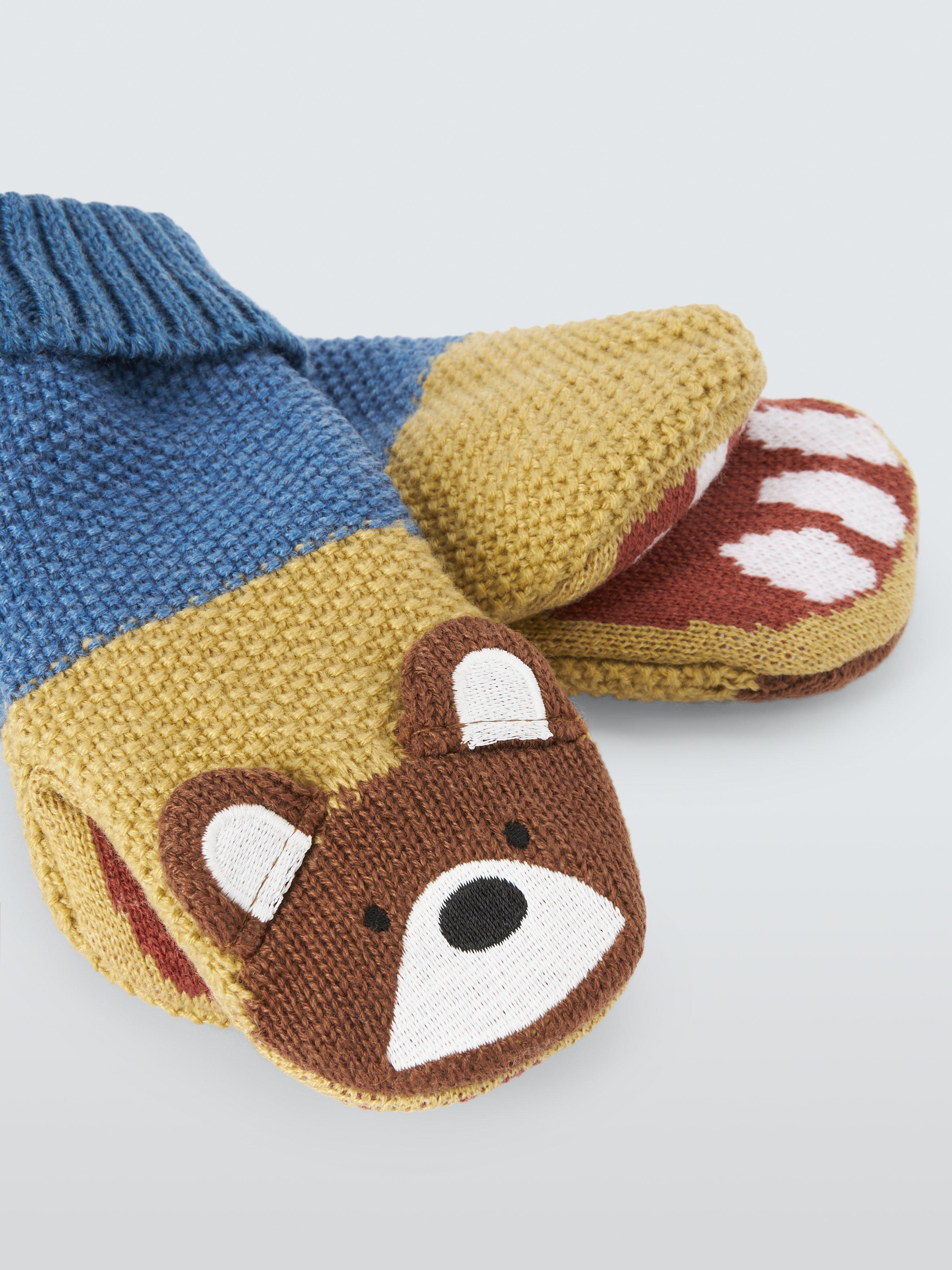 Product image 2 of 5, which shows John Lewis Kids' Knitted Bear Mittens, Multi, 6-8 years