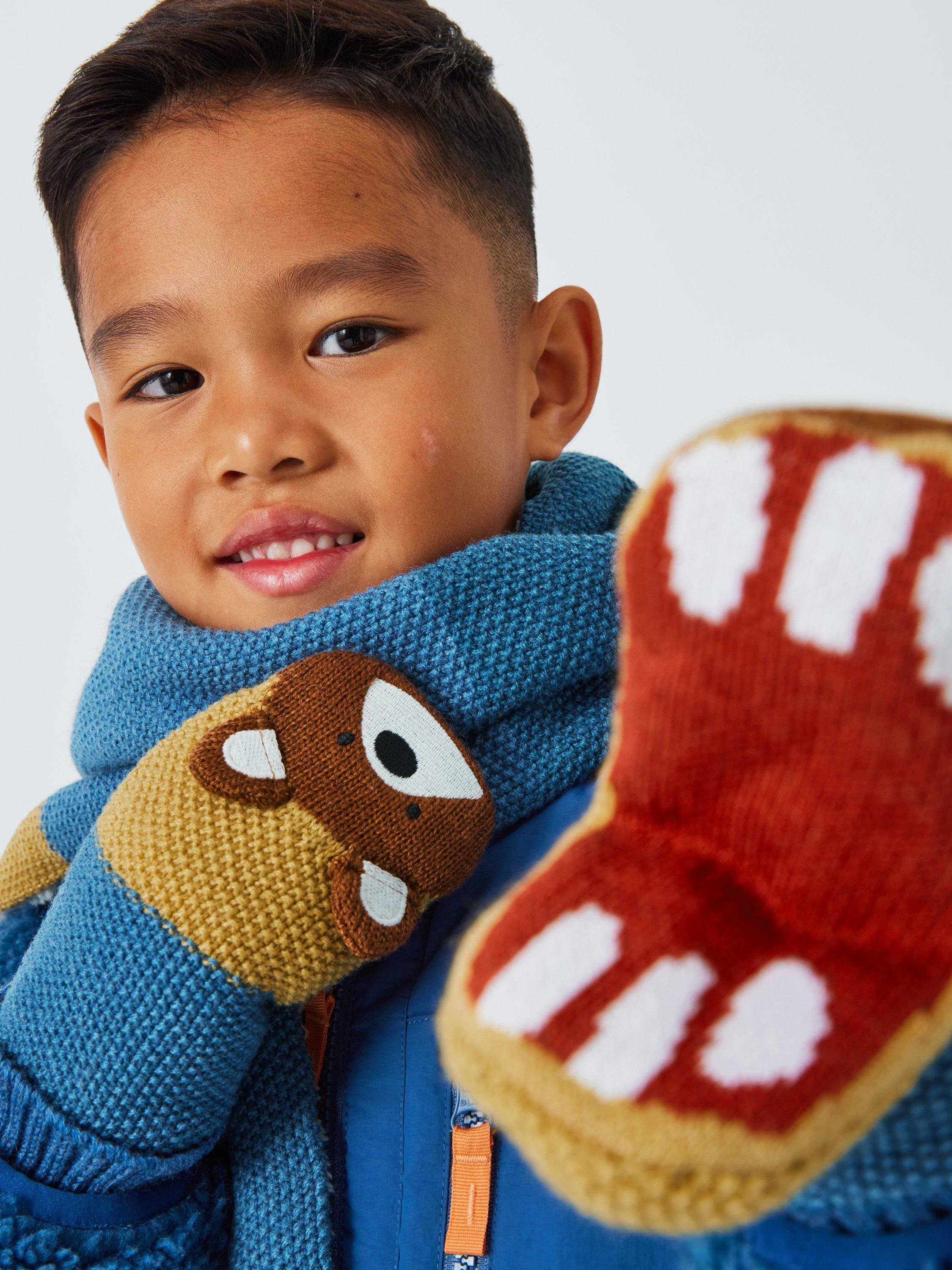 Product image 5 of 5, which shows John Lewis Kids' Knitted Bear Mittens, Multi, 6-8 years