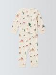 John Lewis Baby Christmas Print Cotton Pyjamas, Multi