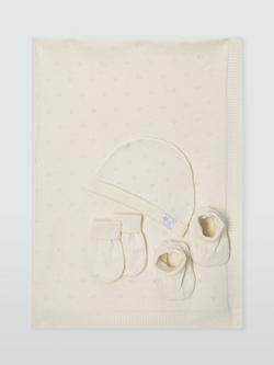 John Lewis Heirloom Collection Baby Blanket and Accesssories with Cashmere Gift Set, Cream, Cream