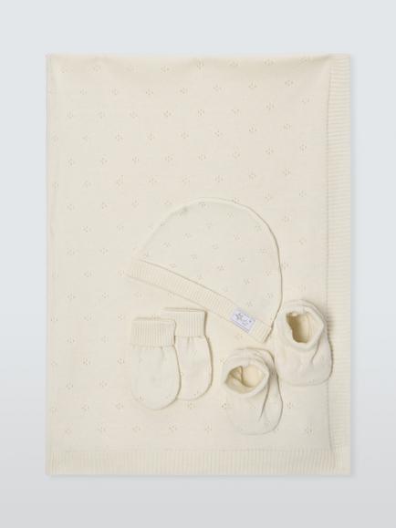 John Lewis Heirloom Collection Baby Blanket & Accesssories Gift Set, Cream, Cream