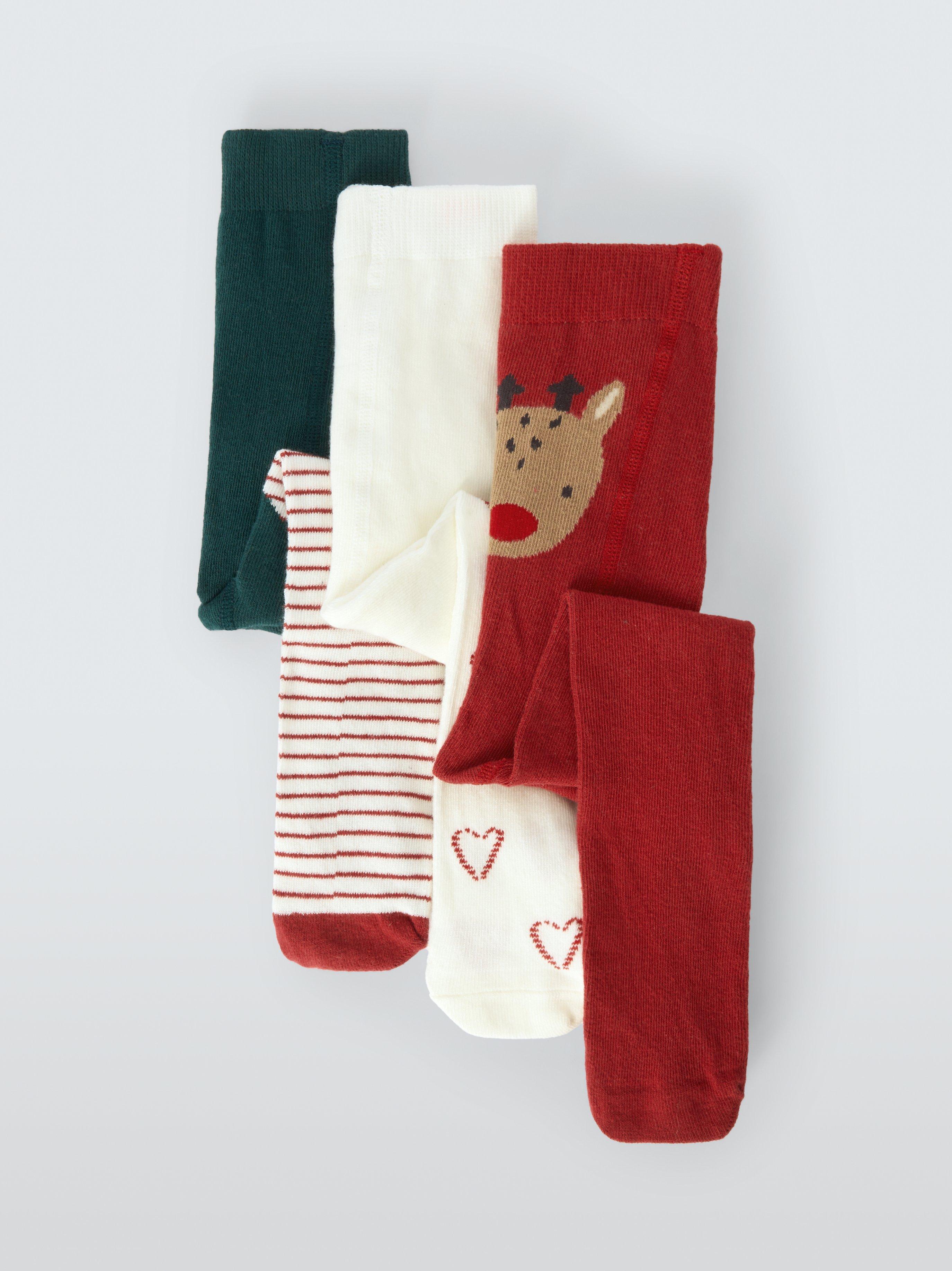 John Lewis Baby Christmas Tights Multi Pack of 3