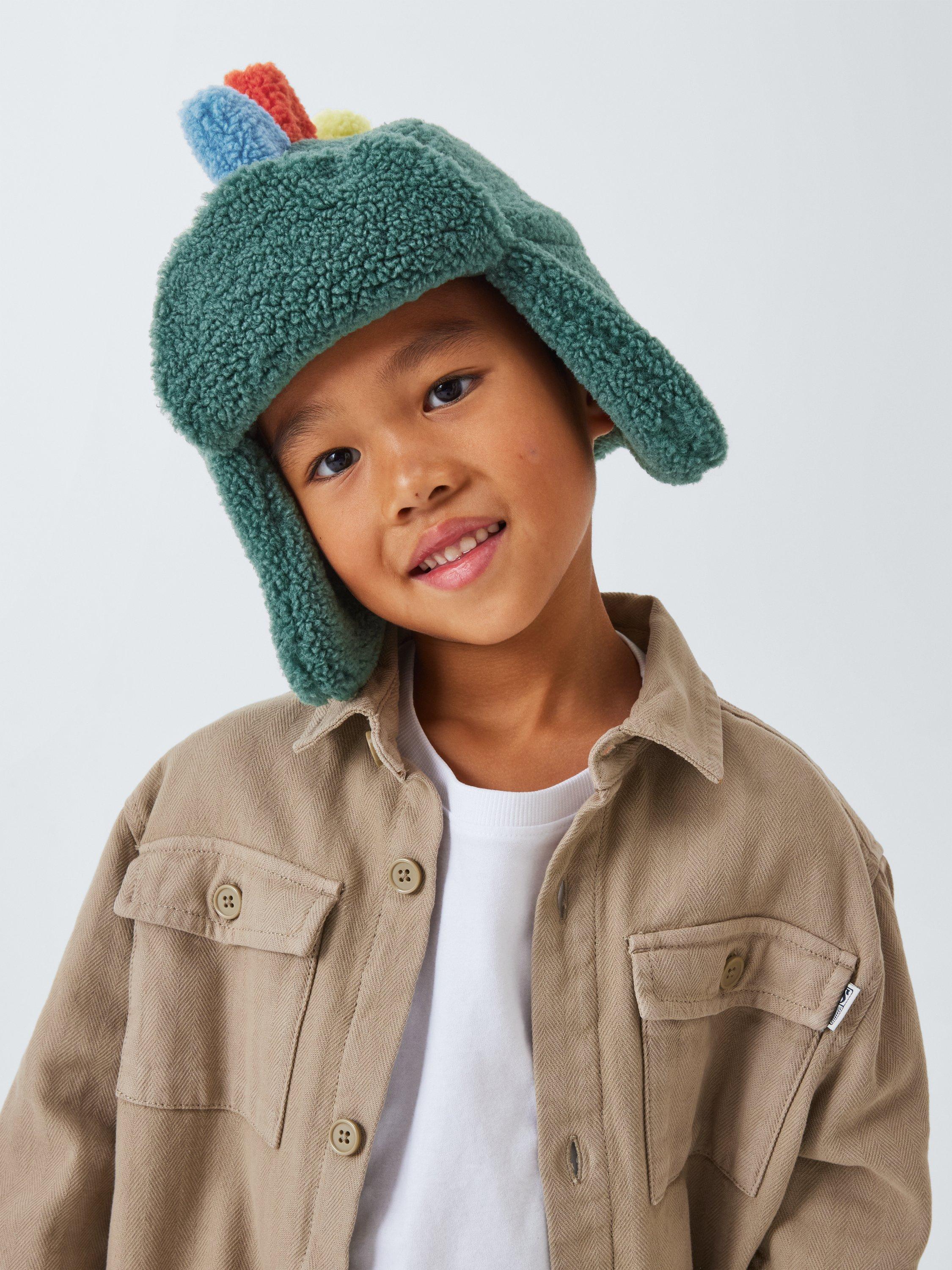 Product image 2 of 4, which shows John Lewis Kids' Dino Spike Trapper Hat, Green, 3-5 years