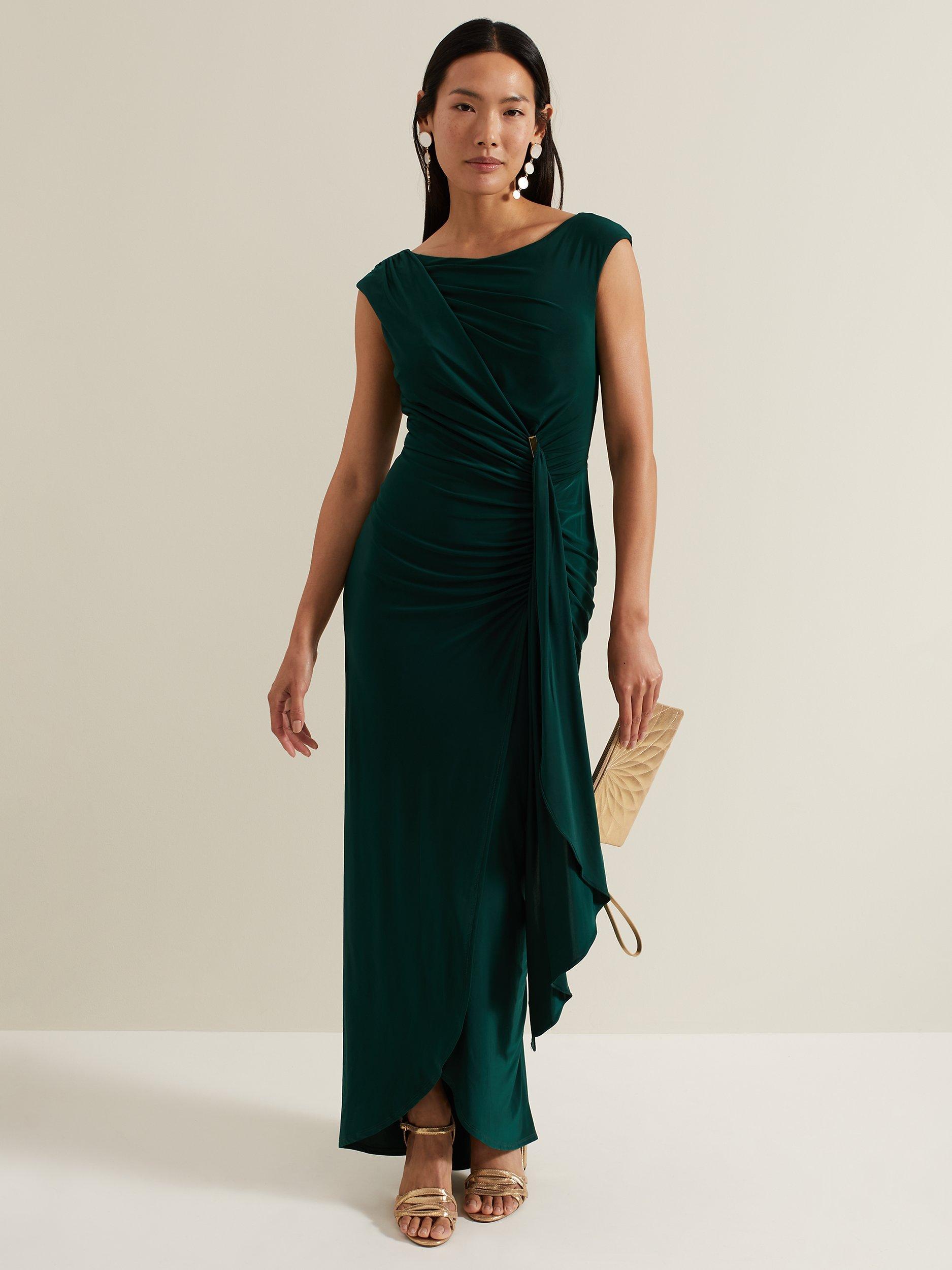 Phase Eight Donna Ruched Maxi Dress Green