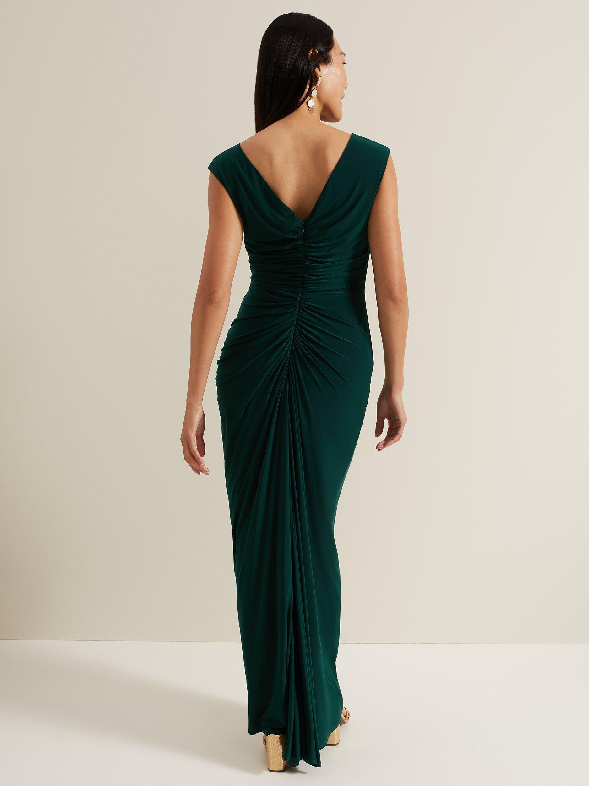 Phase Eight Donna Ruched Maxi Dress Green 20