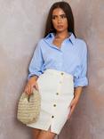 Chi Chi London Button Down Denim Mini Skirt,  Natural