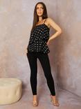 Chi Chi London Polka Dot Cami, Black