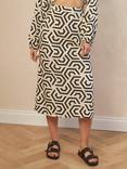 Chi Chi London Geometric Midi Skirt, Black/Multi