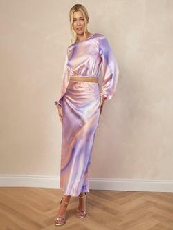 Chi Chi London Ombre Crop Top, Purple/Multi - view 2, Purple/Multi