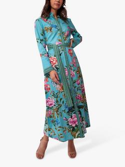 Raishma Olea Floral Print Maxi Dress, Turquoise/Multi, Turquoise/Multi