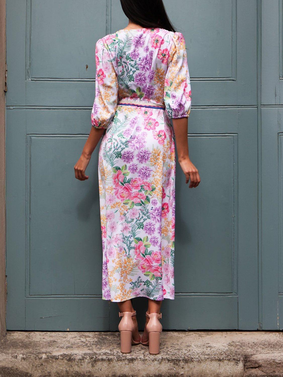 Product image 3 of 3, which shows Raishma Michelle Floral Print Maxi Dress, Lilac/Multi, 8