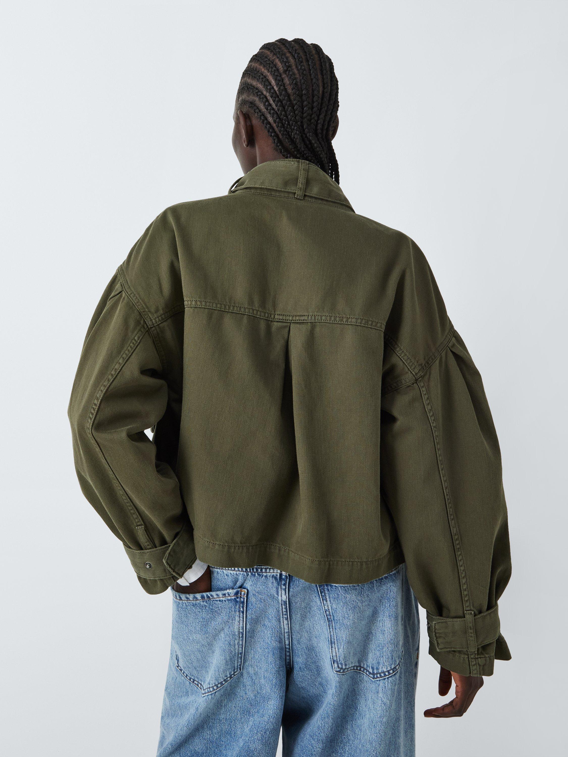 Product image 3 of 9, which shows AND/OR Dallas Cotton Embellished Pockets Shacket, Khaki, 20