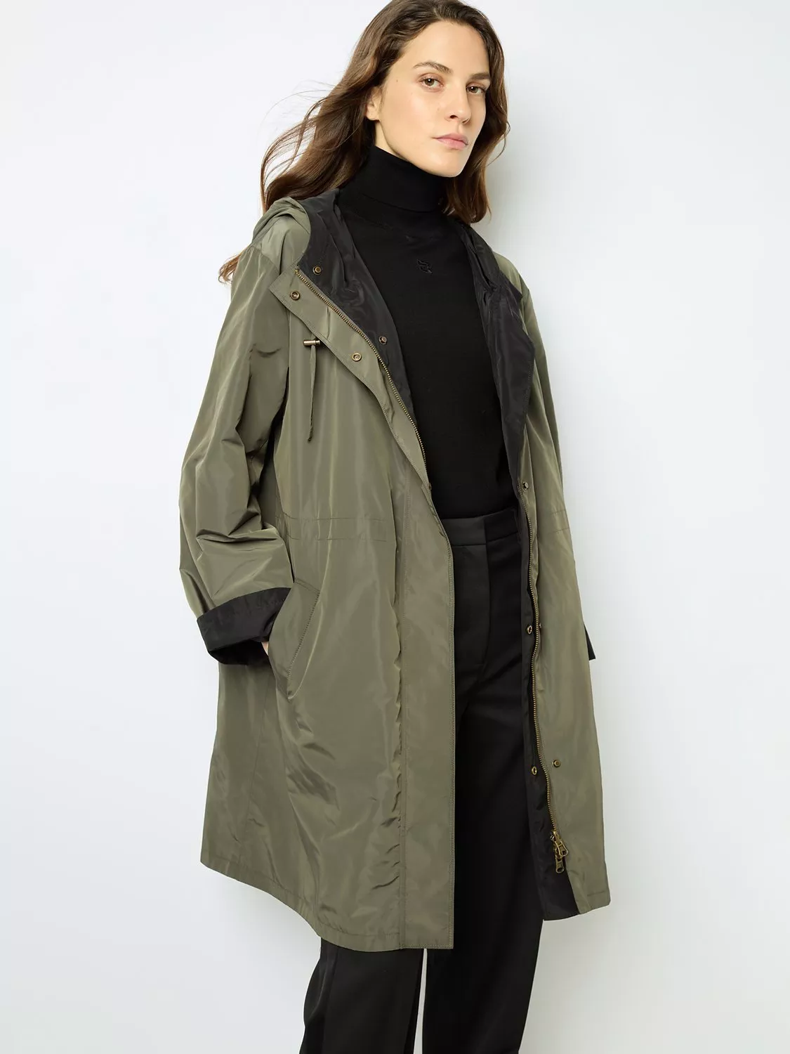 Gerard Darel Talia Longline Coat Khaki Black