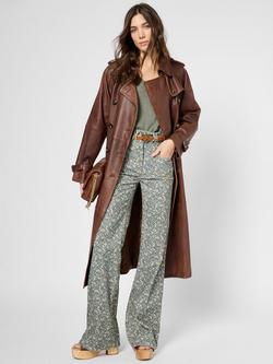 Gerard Darel Lexie Pure Leather Trench Coat, Brown, Brown