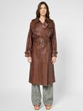Gerard Darel Lexie Pure Leather Trench Coat, Brown