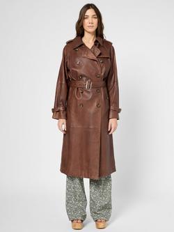Gerard Darel Lexie Pure Leather Trench Coat, Brown - view 2, Brown