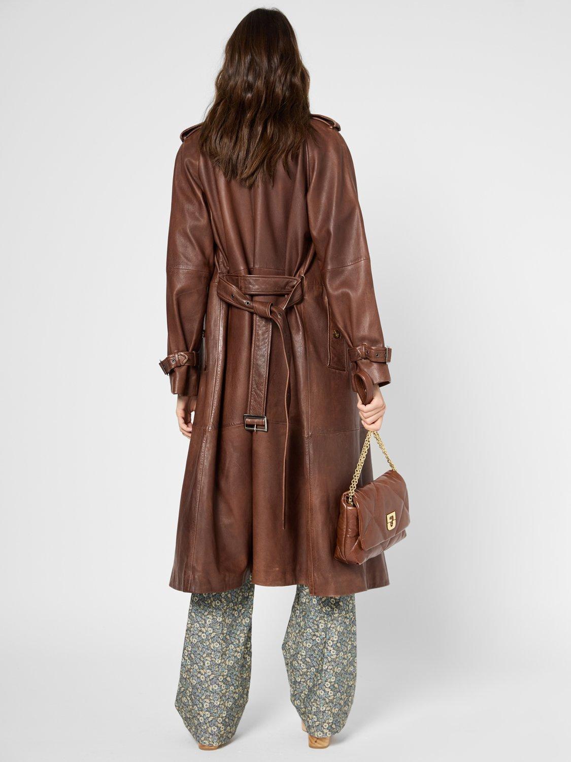 Product image 3 of 7, which shows Gerard Darel Lexie Pure Leather Trench Coat, Brown, 10