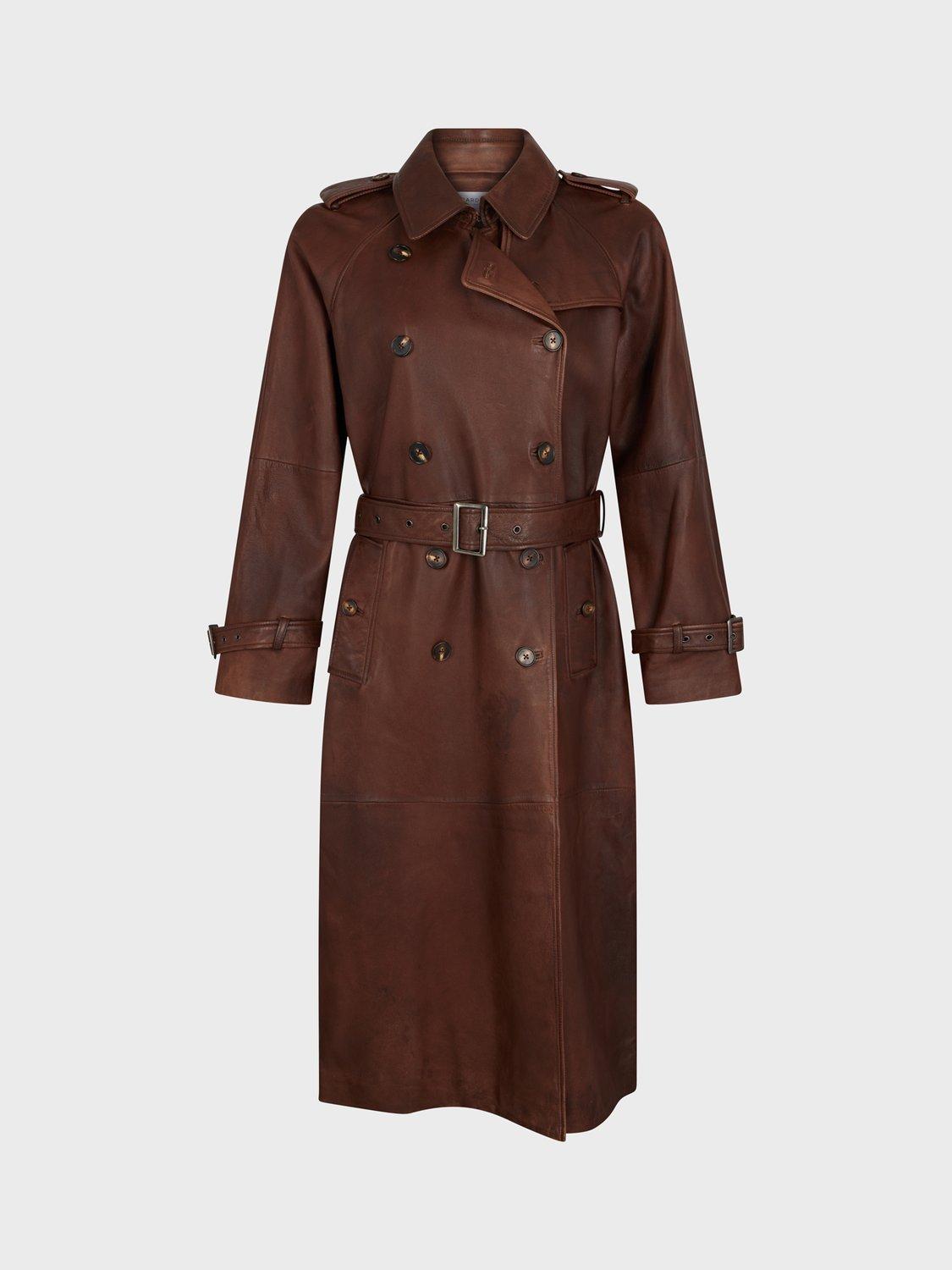Product image 5 of 7, which shows Gerard Darel Lexie Pure Leather Trench Coat, Brown, 10