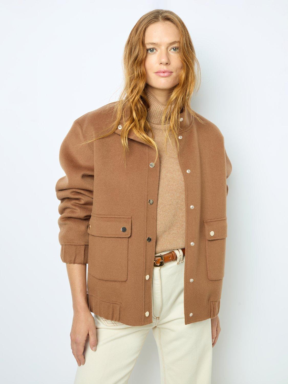 Gerard Darel Mayar Wool Blend Jacket, Straw