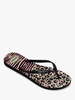 Havaianas Slim Animals Mix Flip Flops, Black/Grey - view 2, Black/Grey