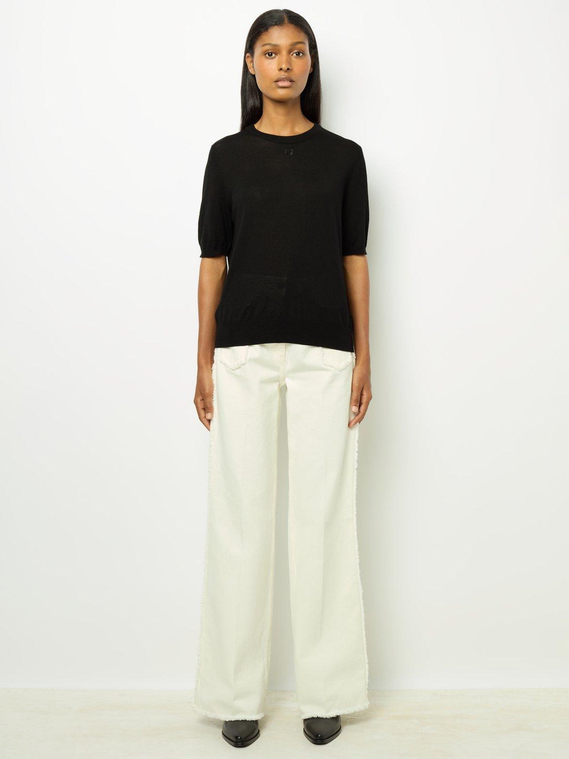 Product image 2 of 6, which shows Gerard Darel Jasna Wool Short Sleeve Jumper, Black, 6