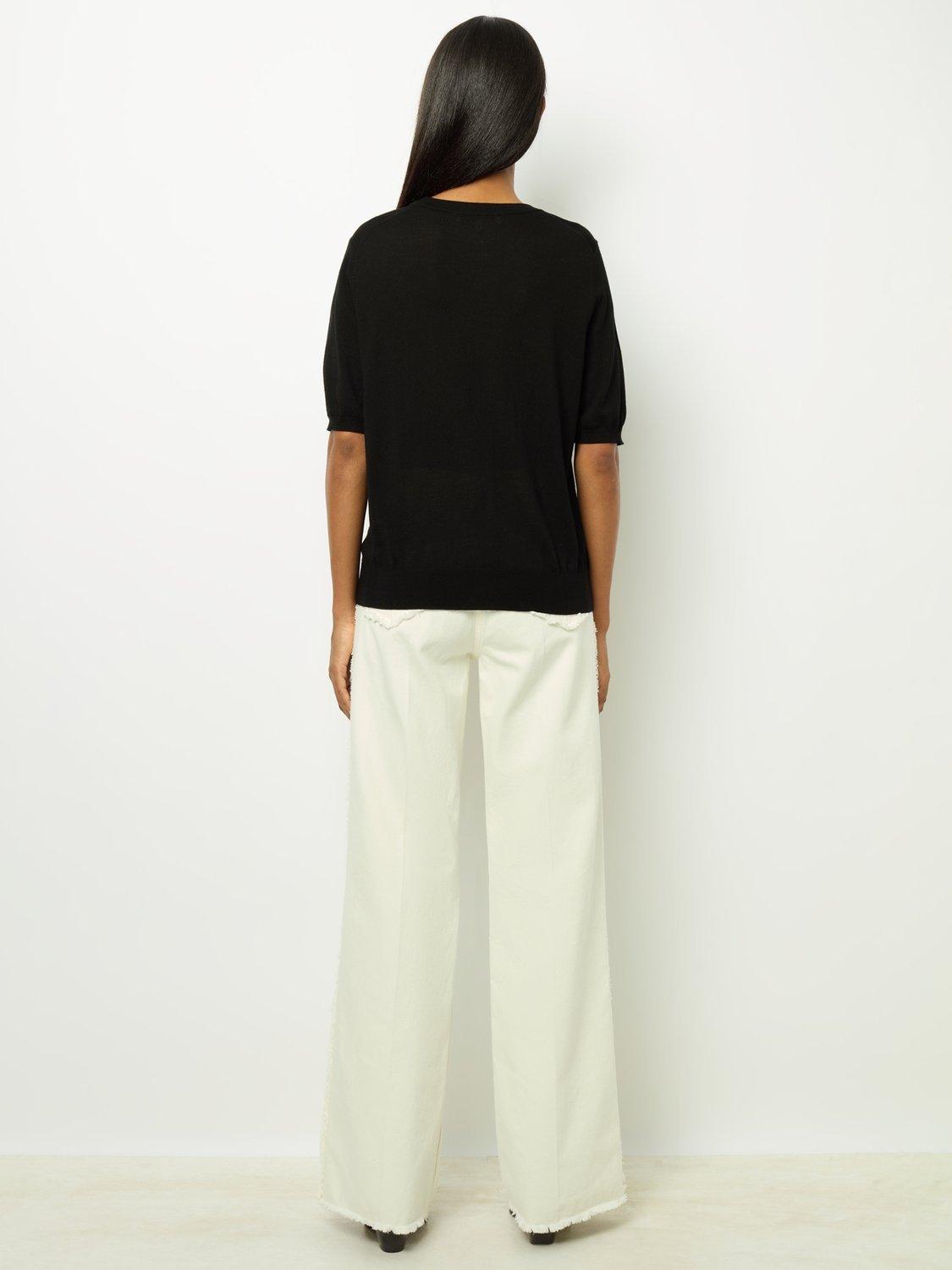 Product image 3 of 6, which shows Gerard Darel Jasna Wool Short Sleeve Jumper, Black, 6