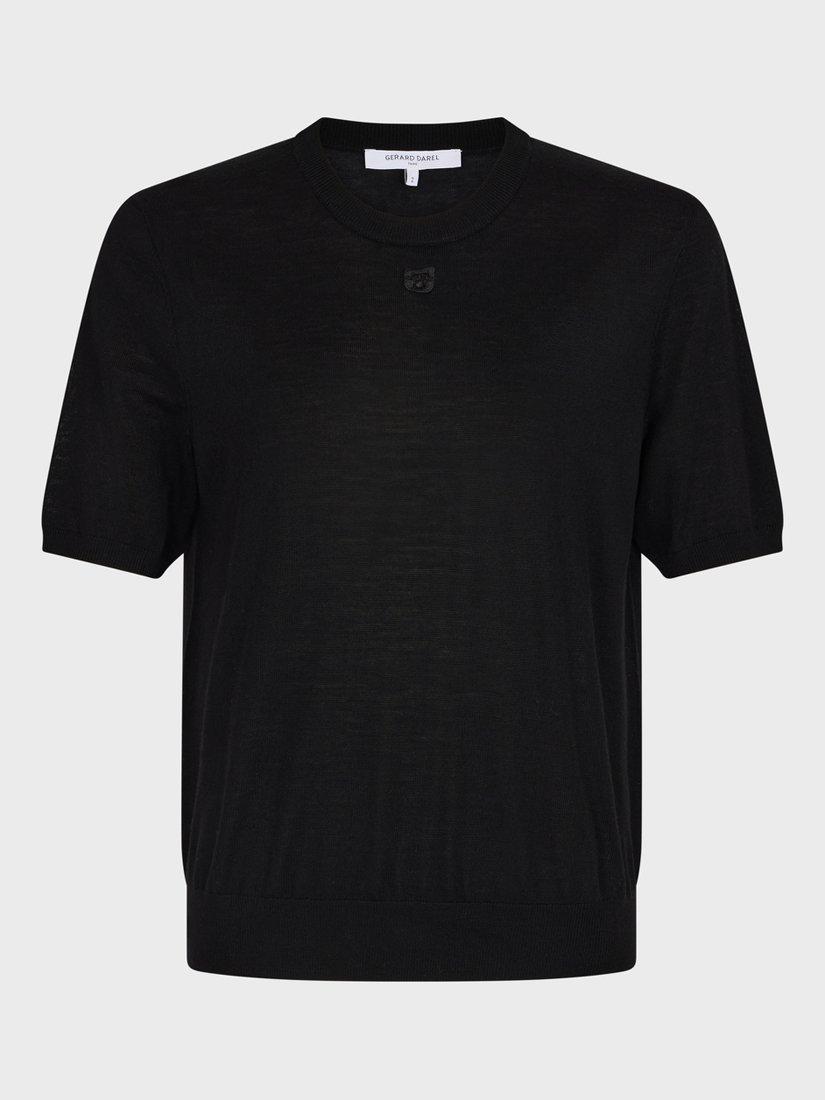Product image 4 of 6, which shows Gerard Darel Jasna Wool Short Sleeve Jumper, Black, 6