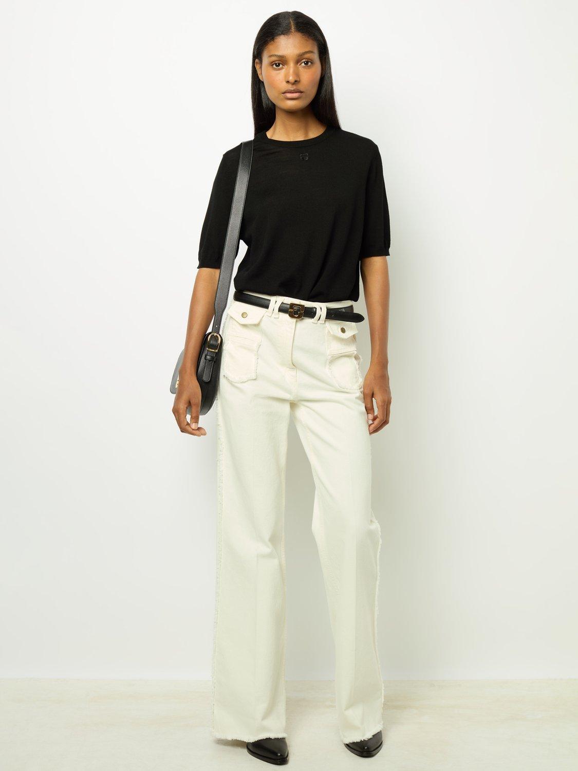 Product image 5 of 6, which shows Gerard Darel Jasna Wool Short Sleeve Jumper, Black, 6