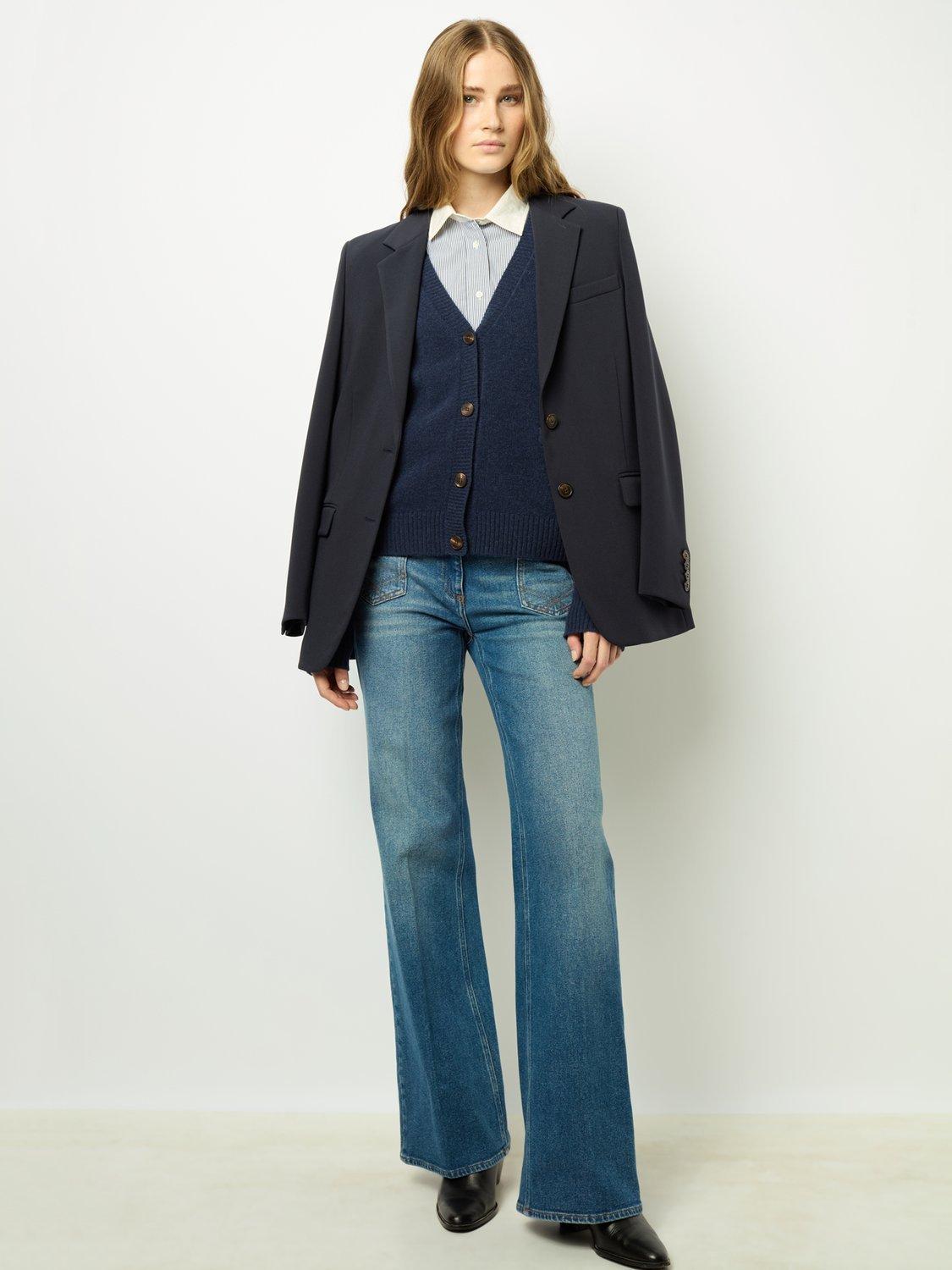 Gerard Darel Jeanette Wool Cashmere Cardigan, Indigo