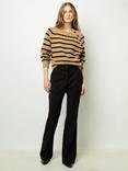 Gerard Darel Jenna Stripe Wool Jumper, Camel/Black