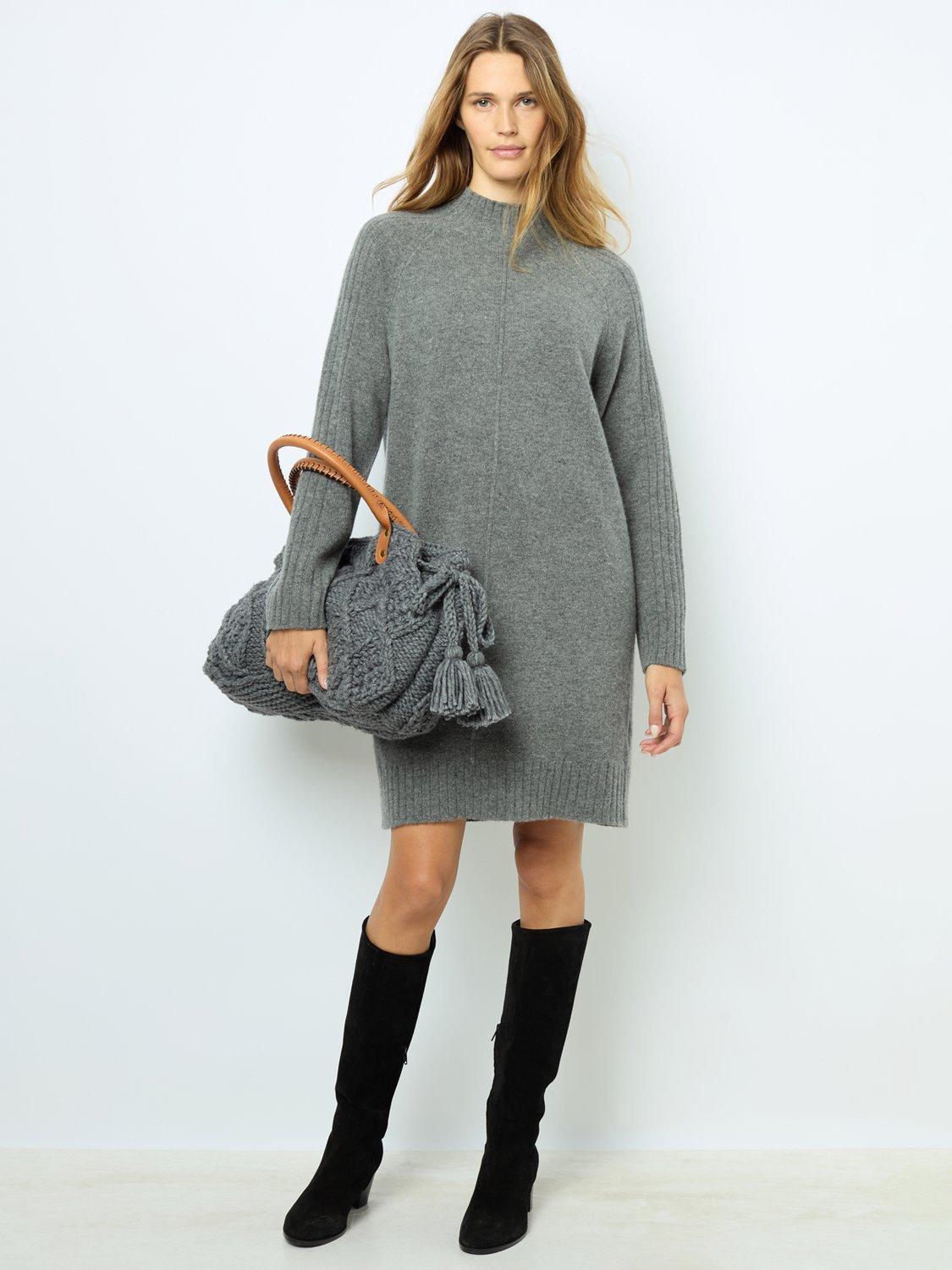 Gerard Darel Solia Wool Cashmere Jumper Dress Grey