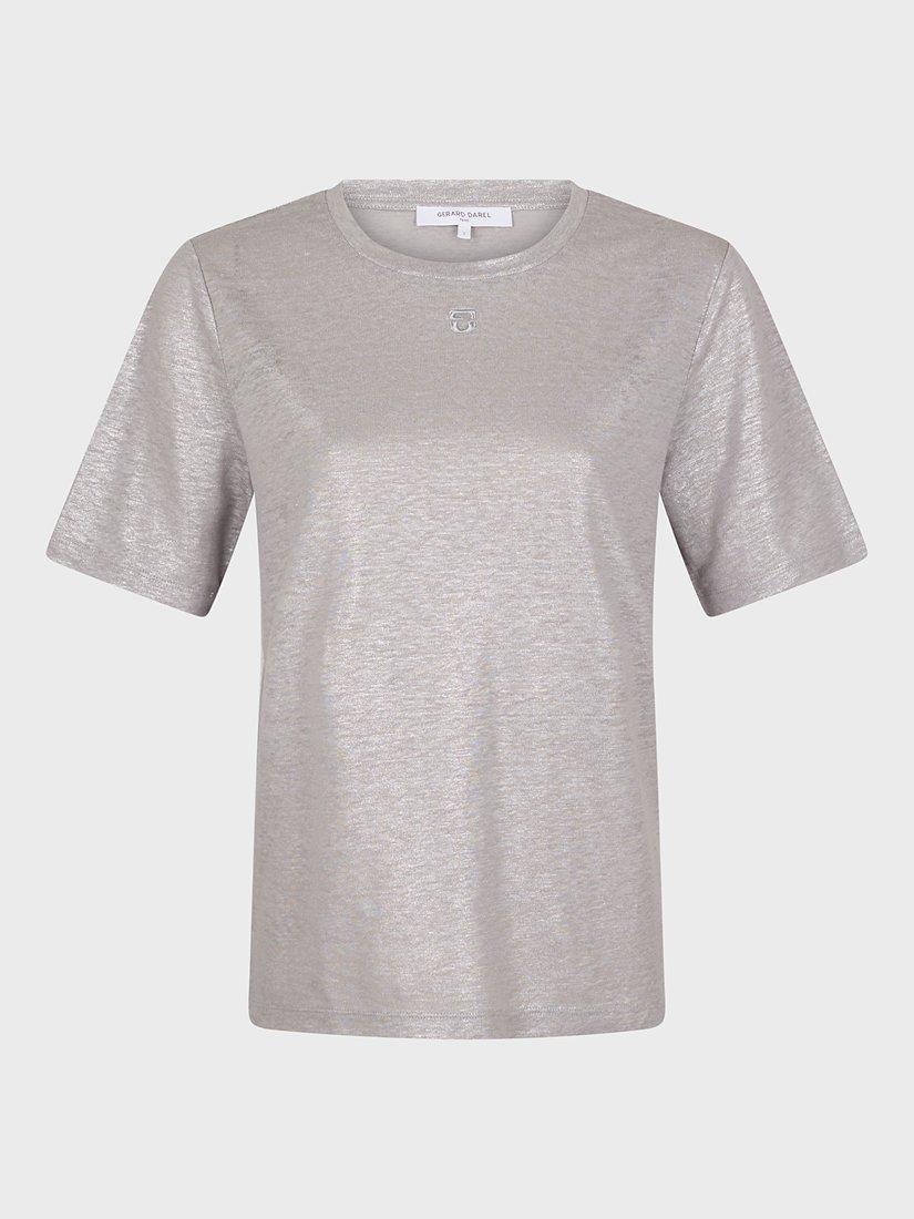 Gerard Darel Metallic Linen T-Shirt, Silver