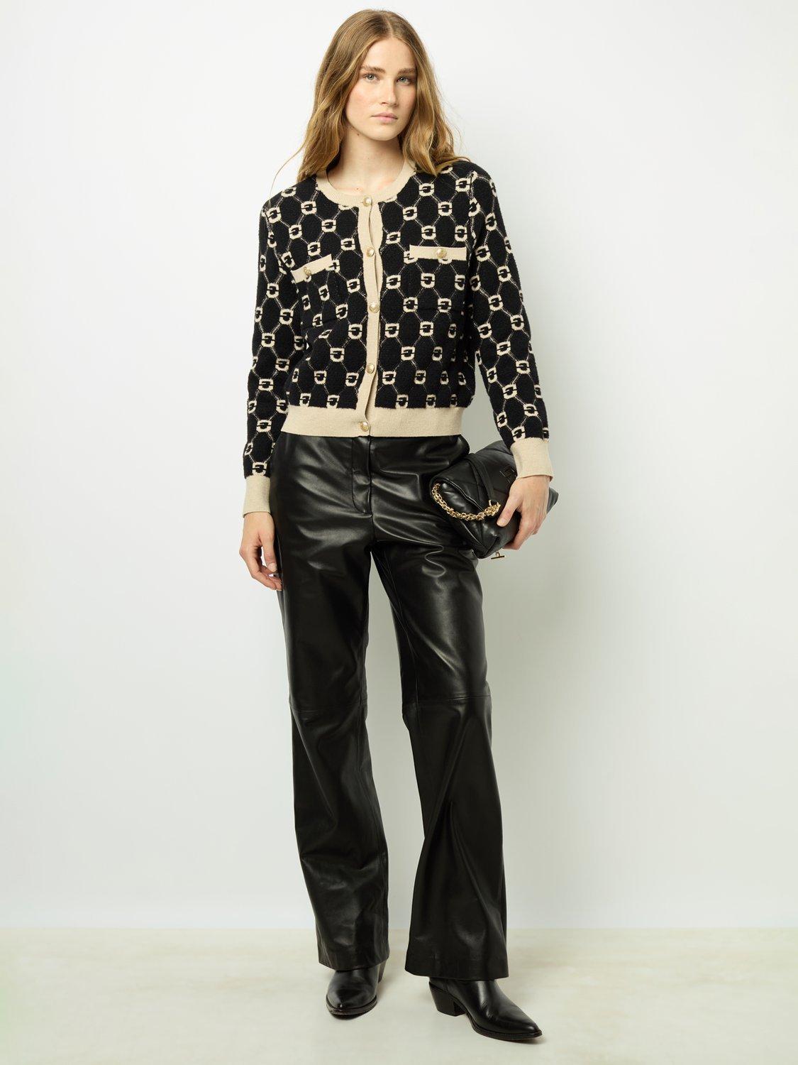 Gerard Darel Janka Boxy Print Cardigan, Black