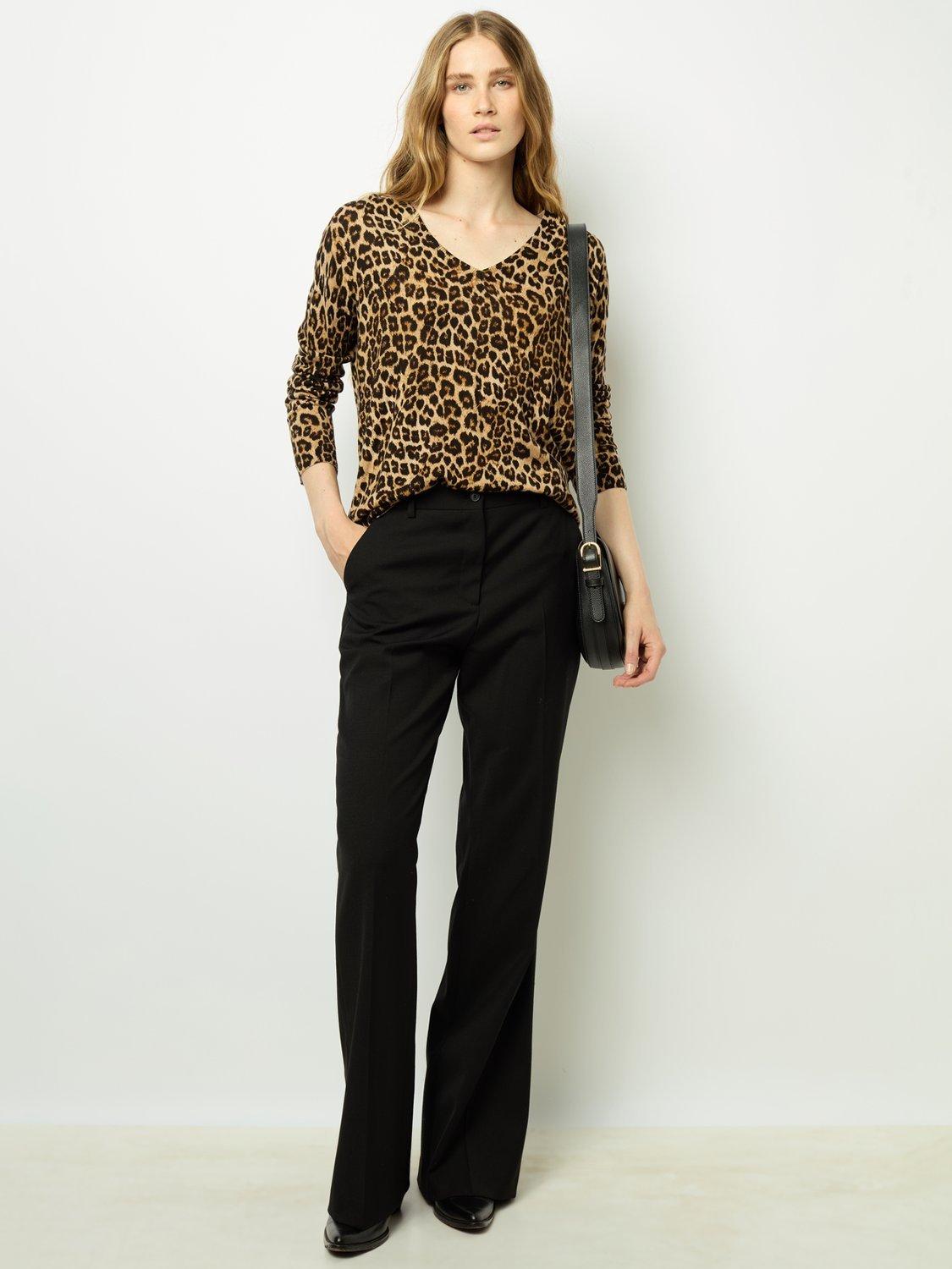 Gerard Darel Jinene Leopard Print Wool Jumper, Brown/Multi