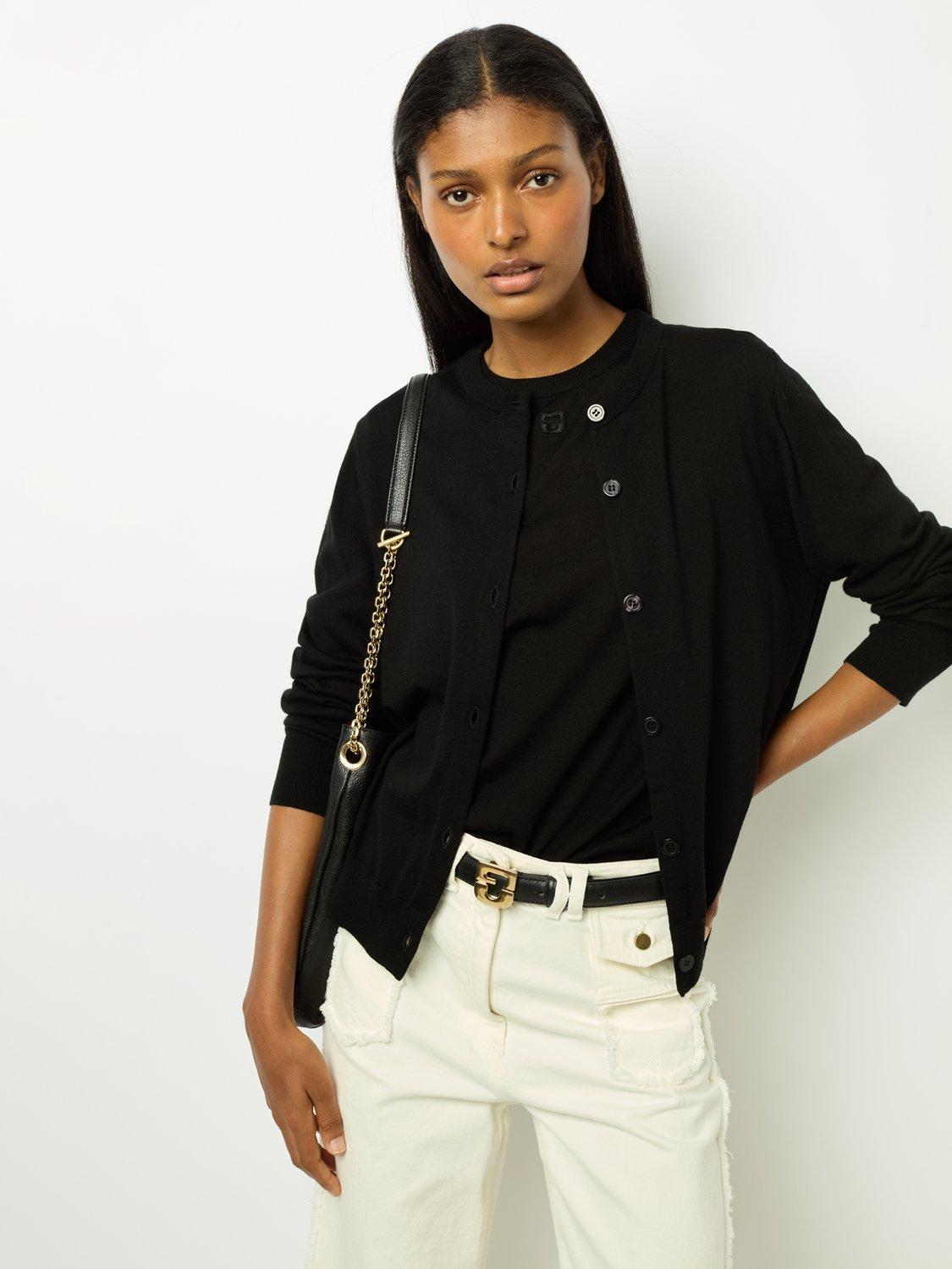 Product image 1 of 6, which shows Gerard Darel Justine Merino Wool Jumper, Black, 10