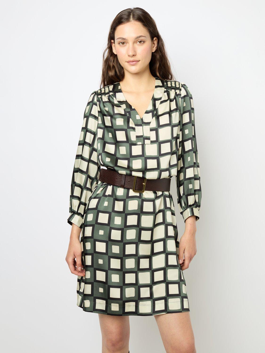 Gerard Darel Saskia Geometric Dress, Green/Multi