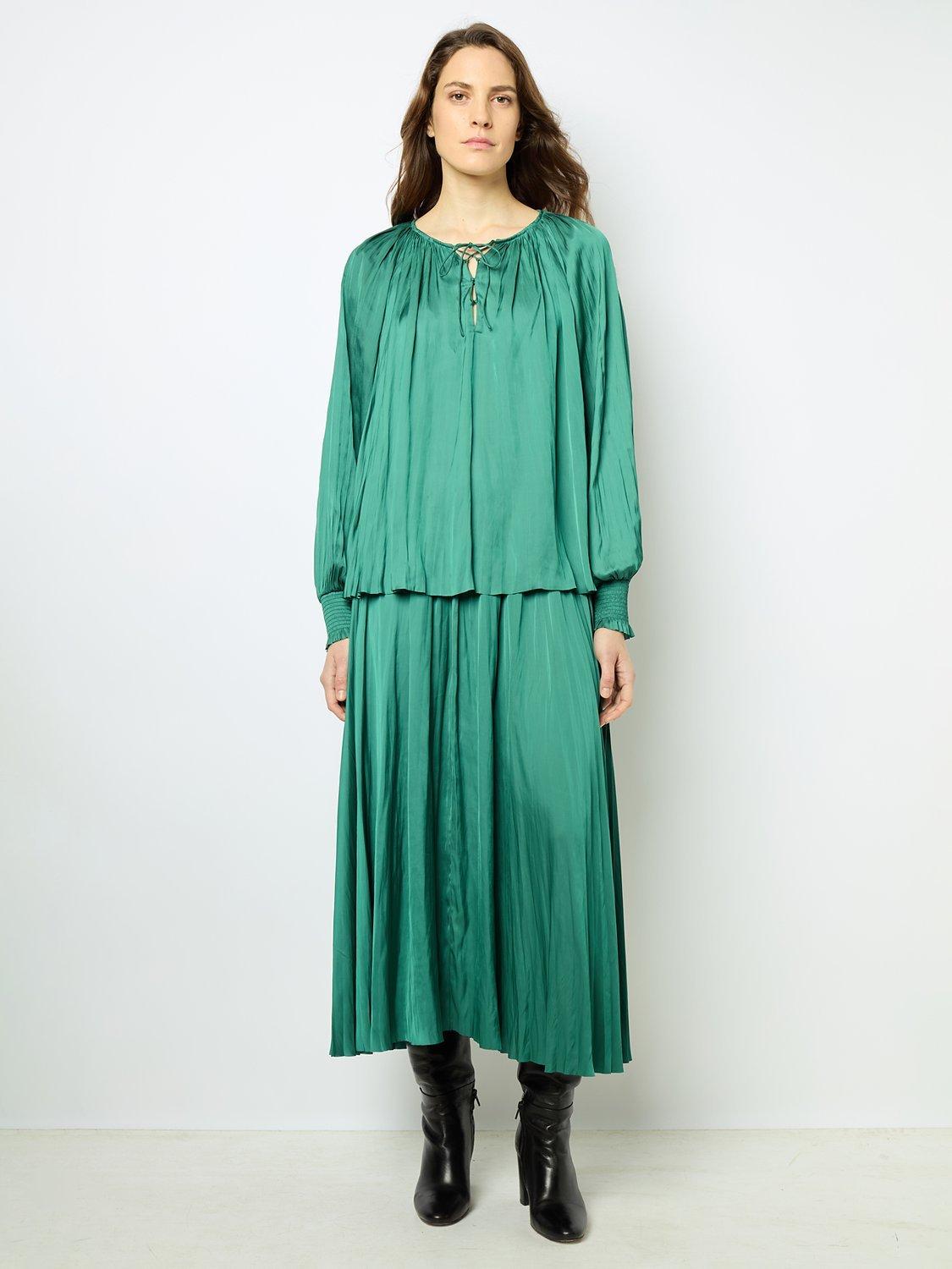 Product image 2 of 5, which shows Gerard Darel Babeth Satin Blouse, Emerald, 10