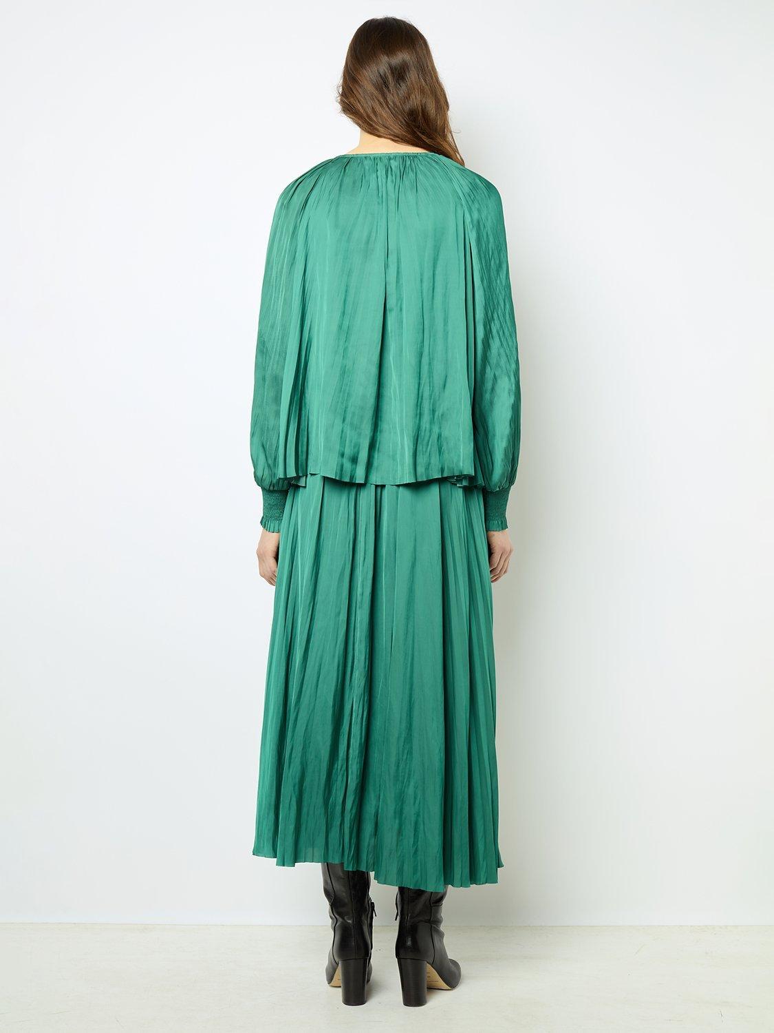 Product image 3 of 5, which shows Gerard Darel Babeth Satin Blouse, Emerald, 10
