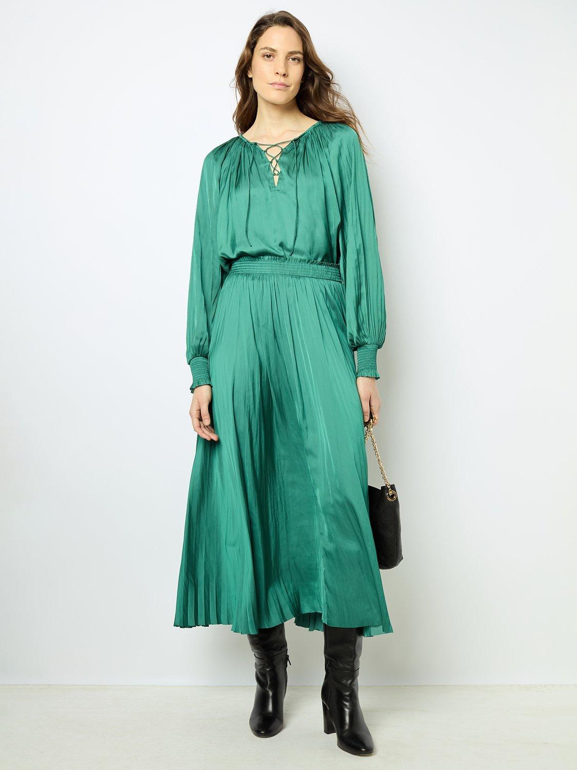 Product image 4 of 5, which shows Gerard Darel Babeth Satin Blouse, Emerald, 10