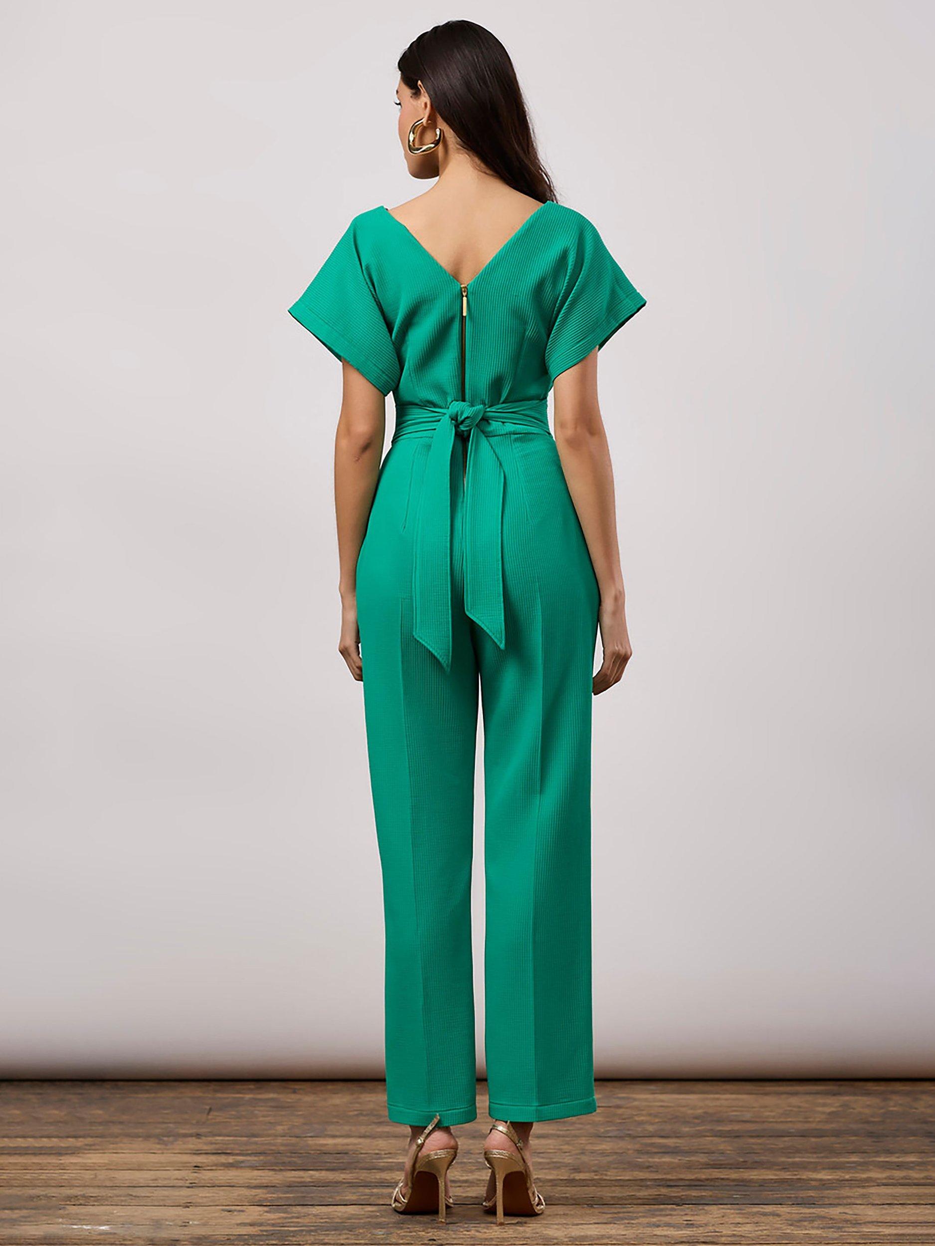 Product image 5 of 5, which shows Closet London Kimono Wide Leg Jumpsuit, Green, 8
