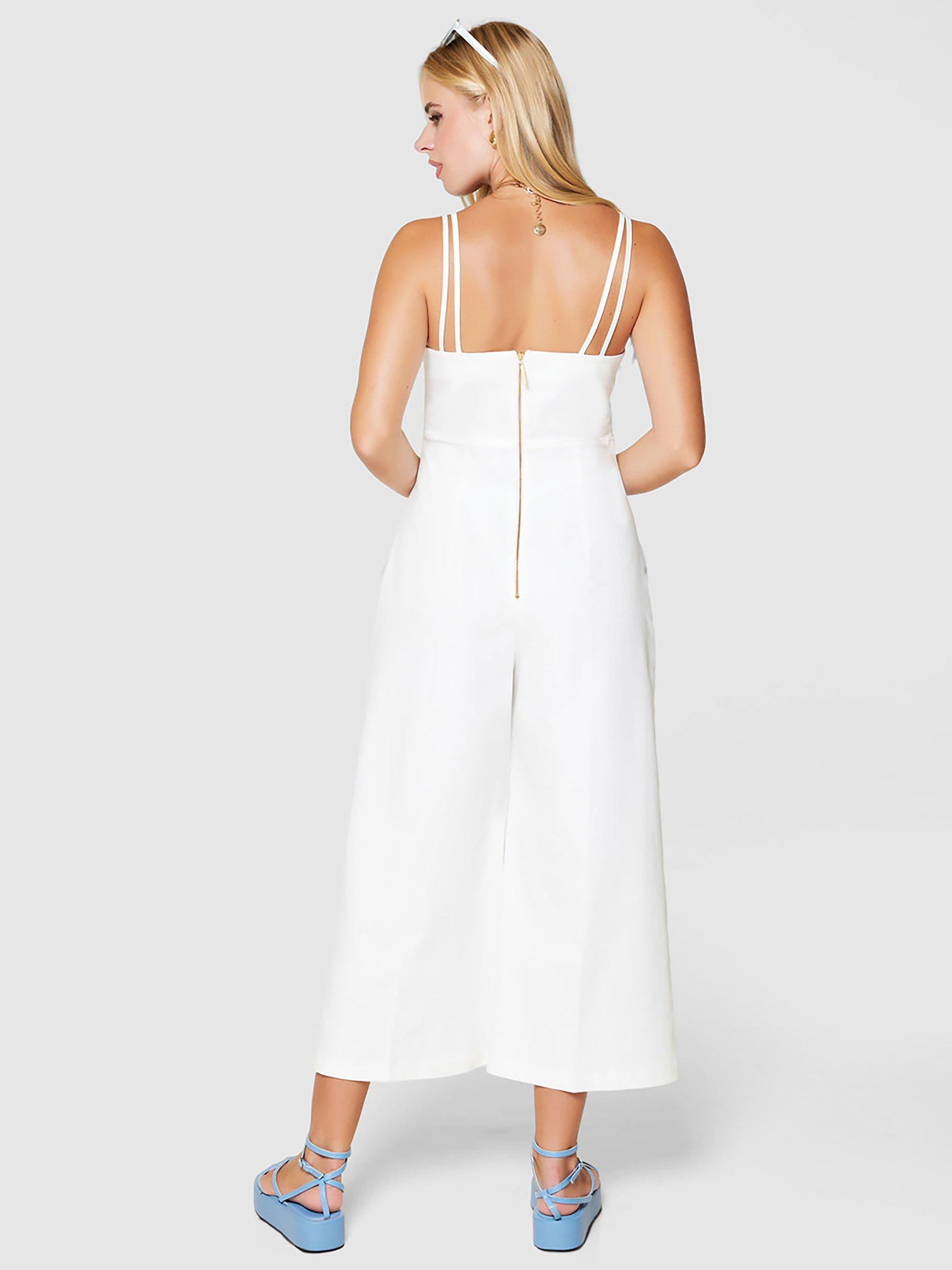 Closet London Cropped Wide Leg Jumpsuit, White, 12