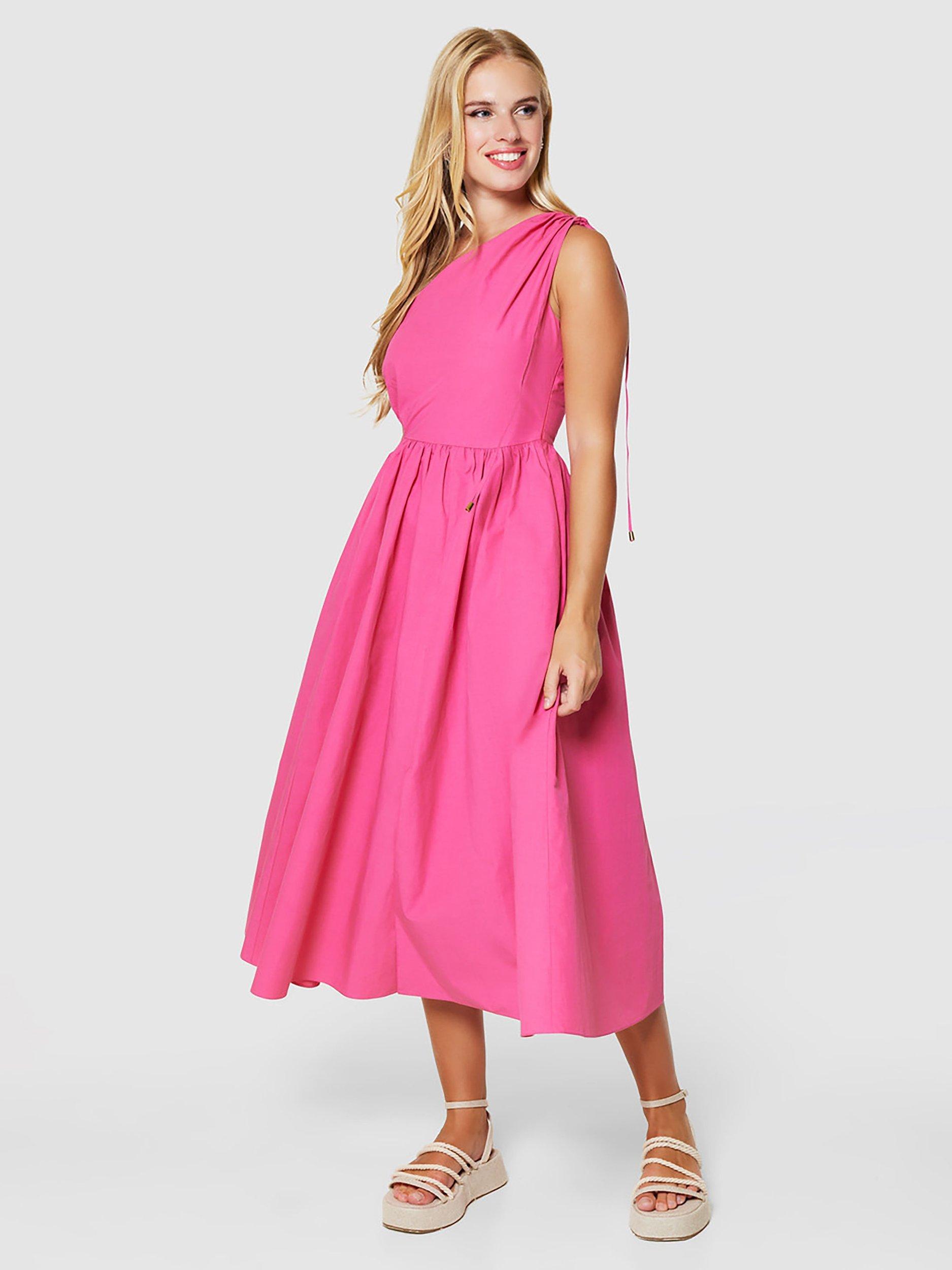 Closet London One Shoulder Midi Dress Pink