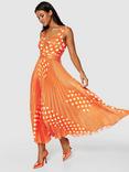 Closet London Spot Print Pleated Dress, Orange