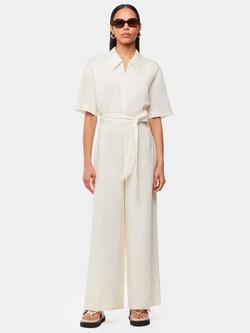 Whistles Giulia Linen Blend Wide Leg Jumpsuit, Ivory, Ivory
