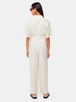 Whistles Giulia Linen Blend Wide Leg Jumpsuit, Ivory - view 2, Ivory