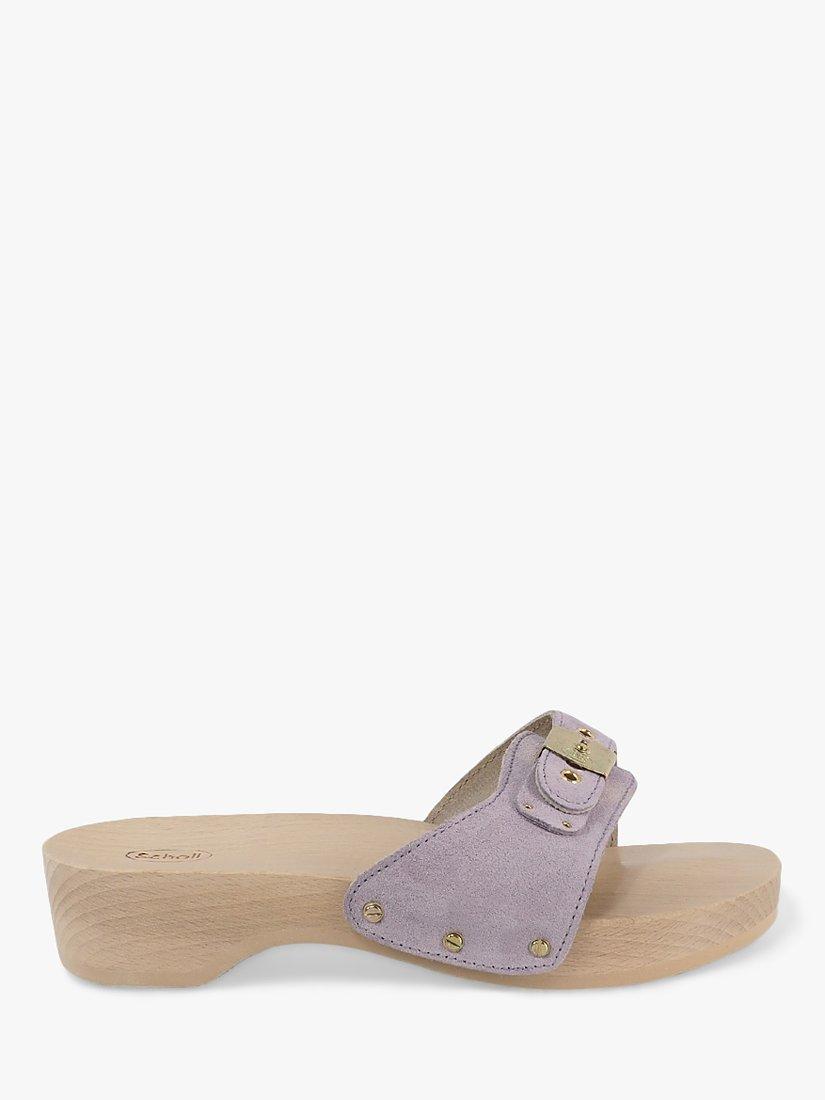Product image 1 of 4, which shows Scholl Pescura Suede Heeled Mules, Lilac, EU36