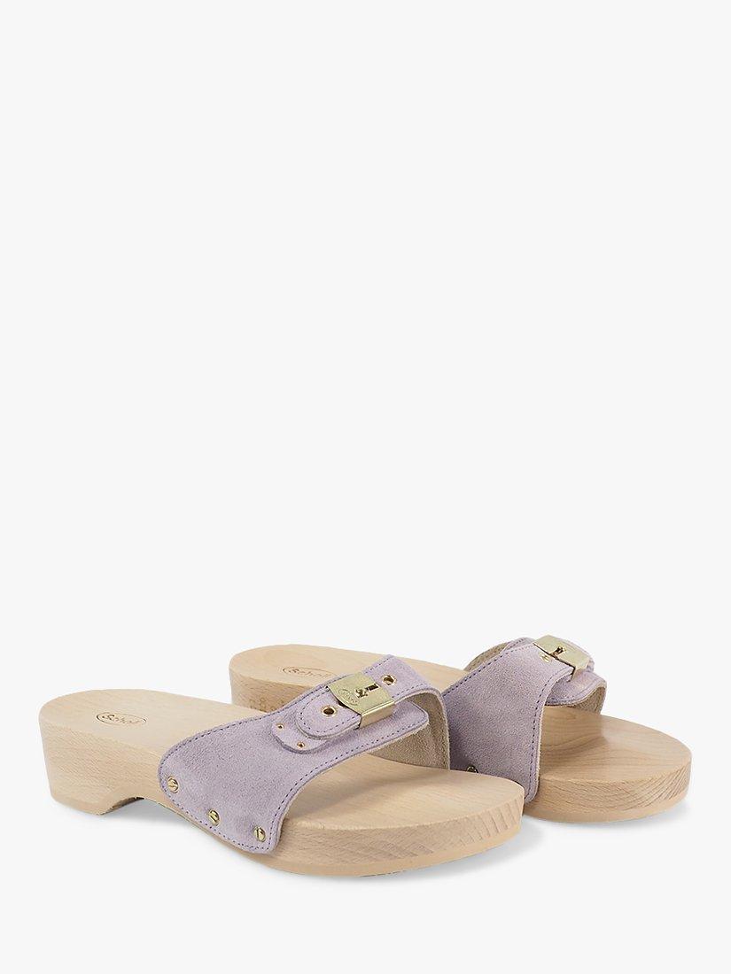 Product image 3 of 4, which shows Scholl Pescura Suede Heeled Mules, Lilac, EU36