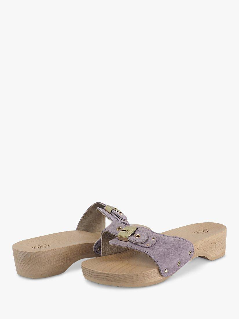 Product image 4 of 4, which shows Scholl Pescura Suede Heeled Mules, Lilac, EU36